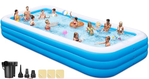 Extra Large Inflatable Pool for Adults, 180"x76"x22" Oversized Thickened Swimming Pool with Air Pump, Full Size Family Big Blow Up Pools for Backyard Garden Lawn Indoor Outdoor Summer Water Party