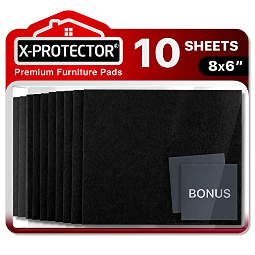 Felt Furniture Pads X-PROTECTOR 10 PCS - Premium 8” x 6” x 1/5” Heavy Duty Black Felt Sheets! Cut Large Furniture Pads to The Size You Need - The Best Felt Floor Protectors for Any Hard Floor!