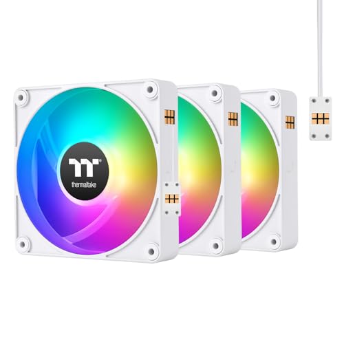 Thermaltake CT120 EX ARGB Reverse PC Cooling Fan White (3-Fan Pack), Magnetic Connection, 5V Motherboard Sync, 16.8 Million Colors 9 Addressable LEDs, 120 mm Case/Radiator Fan, CL-F194-PL12SW-A