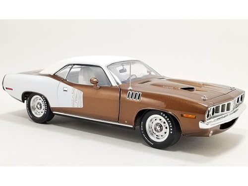 1971 Barracuda Tahitian Walnut Metallic and White with White Vinyl Top Limited Edition to 258 Pieces Worldwide 1/18 Diecast Model Car by Acme A1806134VT