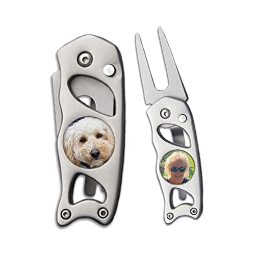 Switchblade Divot Repair Tool Stainless Steel Photo Image Personalized Ball Markers