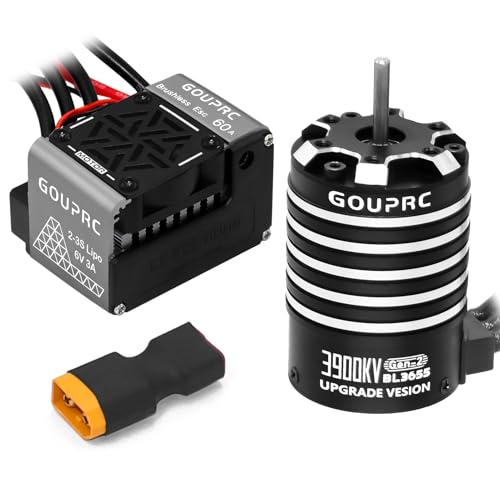 GOUPRC Upgrade Gen-2 60A Brushless ESC Electric Speed Controller Combo with BL3655 3900KV Brushless Motor Shaft 3.175mm Diameter Kit for 1/10 1/12 RC Car Truck