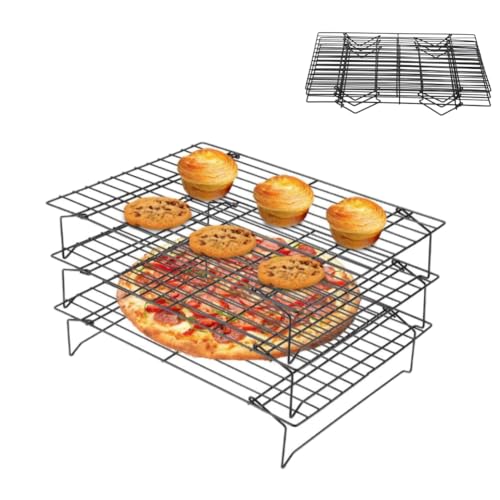 Cooling Rack, 3 Stackable Tall Cooling Racks Stainless Steel No Stick Cooking Grill Tray for Biscuit Cake Bread, Oven and Dishwasher