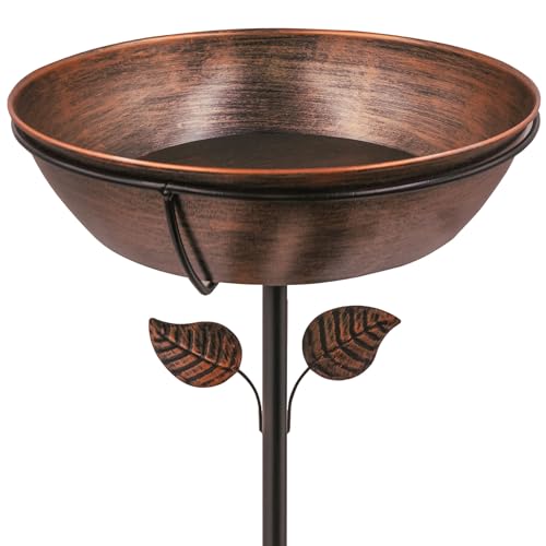 OUISJYER 3" Deep Metal Bird Bath for Outdoors, Removable 13" Dia Bowl with Stable Upgrades Stake, Easy to Clean Birdbaths for Garden Yard Lawn Decor 1.4 Gallon