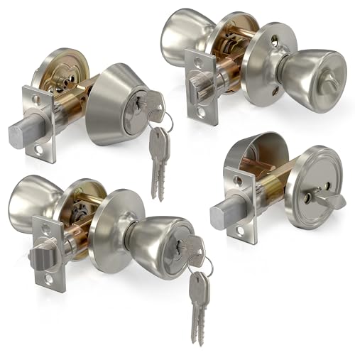Set of 2 Mobile Home Door Lock Set Exterior – Keyed Mobile Home Door Knobs | Durable Metal, Rust-Resistant and Easy to Install | Smooth Turning and Secure Locking for Bathrooms and Entry Doors