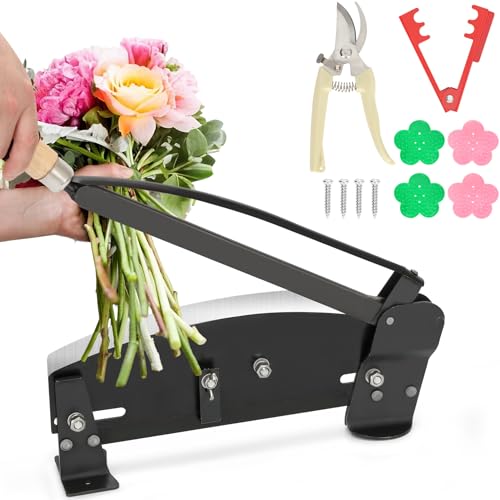 Flower Stem Cutter & Bunch Cutter, 14 in Stainless Steel Blade Fresh Floral Stem Cutter with Safety Lock, Include: Flower Scissors, Screws, Stripper and Thorn Silicones, Flower Cutter for Florists