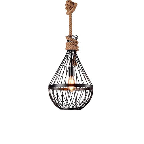 LED Modern Chandelier Lamp, American Retro Twine Pendant Light Personalized Nostalgic Industrial Metal Bird Cage Hanging Lamp Restaurant Bar Loft Droplight V intage Wrought Iron Hollow Chandelier Hang