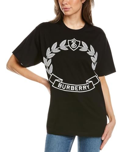 BURBERRY Womens Oak Leaf Logo T-Shirt, M, Black