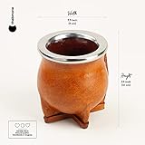 thebmate [Premium Yerba Mate Cup (Mate Gourd) - Crafted Ceramic Teacup - Brown Leather Wrapped Handmade in Uruguay - Mate Camionero - Camionero Style (Camel Brown)