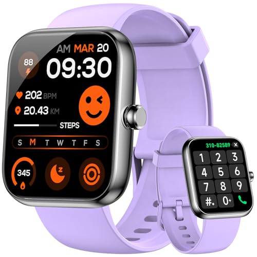Smart Watch for Men Women Alexa Built-in, 1.83" HD Fitness Tracker Touchscreen with Call Function, IP68 Waterproof, 120+ Sport Modes, 24/7 Heart Rate/Sleep Monitor, iOS Android Compatible (Purple)