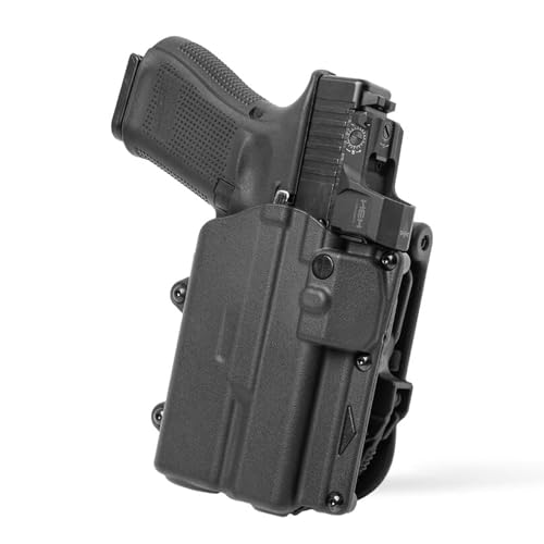 Alien Gear Rapid Force Level 2 OWB Holster – Locking Belt Slide – Compatible with Glock 17/17 MOS (Gen 1–4), 22 (Gen 1–4), and 47/47 MOS – Matte Black – Right Hand – Compact Light – Optic Compatible