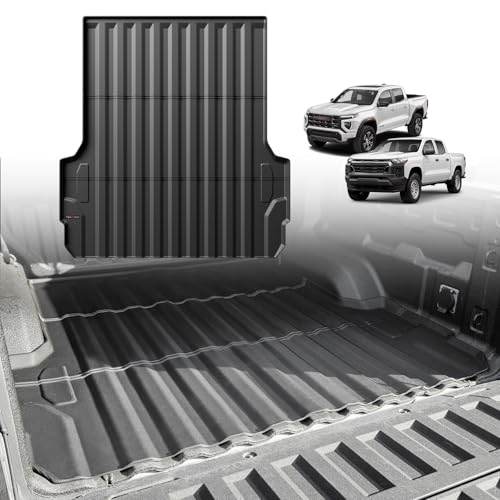 TripleAliners Truck Bed Mat Compatible with 2023 2024 2025 Chevy Colorado/GMC Canyon Accessories 5FT Vehicle Perfectly Flush All Weather Protection TPE Heavy Duty Pickup Car Bed Cargo Mat