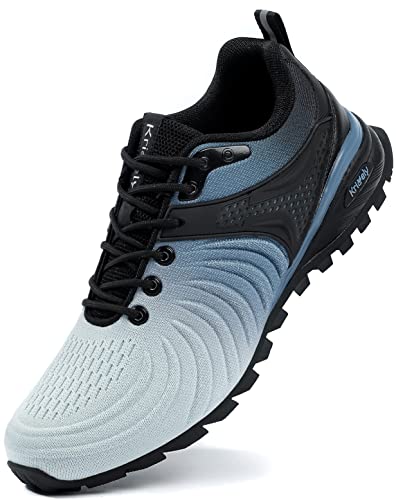 Kricely Men's Walking Shoes Lightweight Breathable Fashion Sneakers Athletic Gym Sports Trail Running Shoes（Blue 16）