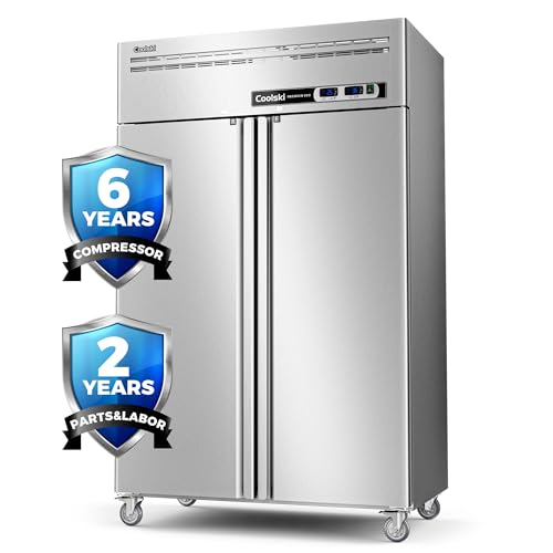 Coolski 48" W Commercial Refrigerator 2 Door, 36 Cu.ft Reach In Fan Cooling Commercial Refrigerator and Freezer Combo for Restaurant Kitchen Cafe School Garage Food Truck Church