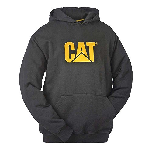 Caterpillar Men's Trademark Hoodies with Embroidered CAT Front Logo, S3 Cord Management System and Pouch Pocket, Black, Medium