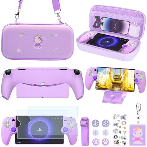 GUTIAL Accessories kit for Ps Portal - Cute Kawaii PS5 Girly Portal Accessories Bundle for Grils with Carry Case Protective Cover Screen Protector for Playstation Portal Remote Player - Purple
