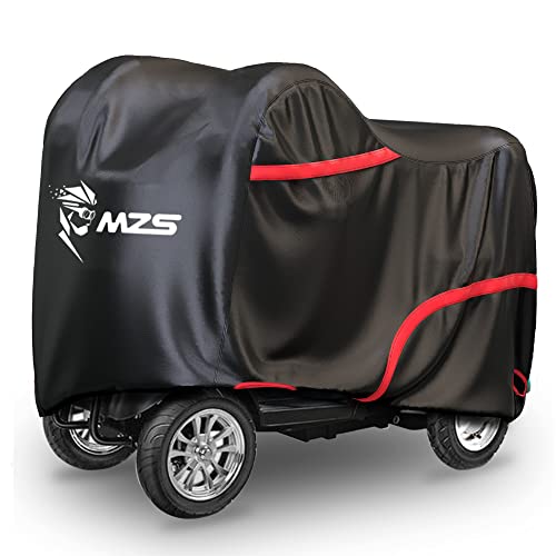 MZS Mobility Scooter Storage Cover, Outdoor Waterproof Protection Electric Scooter Cover Accessories fit up to 56 inch 3 or 4 Wheel Scooters - Vents Night Reflective Buckle Lock-Holes Bag