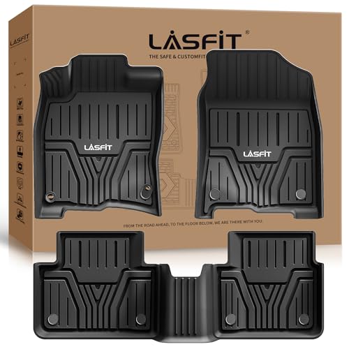 LASFIT Floor Mats for Honda Civic 2016-2021 All Weather Protection TPE Car Liners - 1st & 2nd Row, Black