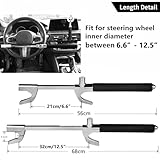 Tevlaphee Steering Wheel Lock Anti Theft Car Device Universal Theft Prevention Car Lock Adjustable Double Hook Emergency Hammer Window Breaker Self Defense Heavy Duty Secure (Black)