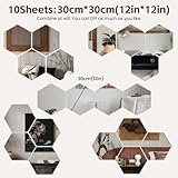 Abyssaly Hexagon Mirror Stickers for Walls 10 Pack 11.8''x11.8'' Self Adhesive Flexible Acrylic Wall Mirrors Decorative Peel and Stick Mirror Tiles 2mm Thick Stick on Mirror for Wall Door Locker