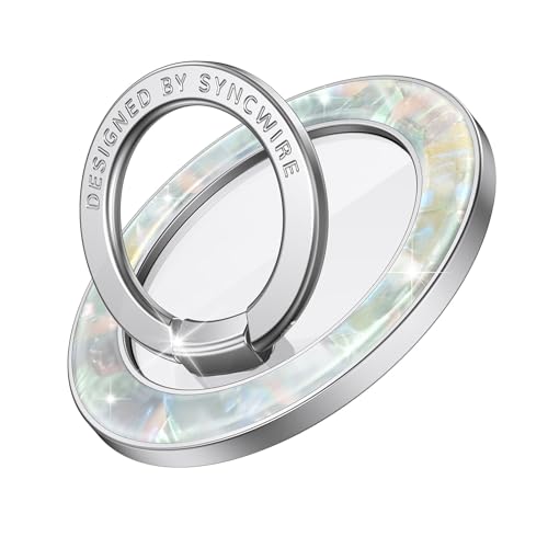 Syncwire Magnetic Phone Grip for MagSafe, Colorful Shell Magnetic Phone Ring Holder, 360° Rotation Floating Effect Cell Phone Ring Stand MagSafe Ring for iPhone 16 Pro Max 15 14 13 &All- Pearly Luster