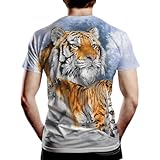 Cerbukt Tiger Graphic T-Shirt Summer Fashion Tee Top Shirt for Men's,Multicolored2,2XL