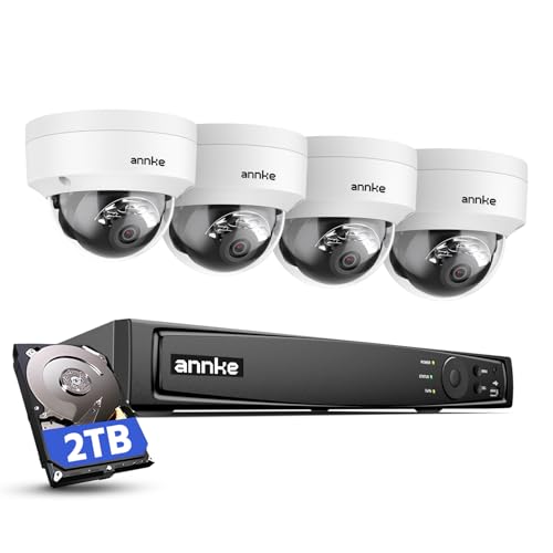 ANNKE 4K PoE Security Camera System with Audio, 12MP H.265+ NVR with 2TB HDD, 4x8MP Ultra HD IP Dome Cam, AI Smart Detection, 100ft Night Vision, IP67 Waterproof&IK08 VandalProof, Remote Access