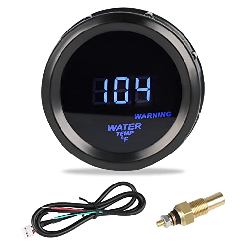 WATERWICH Water Temperature Gauge Water Temp Thermometer Meter Kit 104-302℉ DC12V 2inch 52mm with Sensor for Car Marine Truck Vehicle Automotive