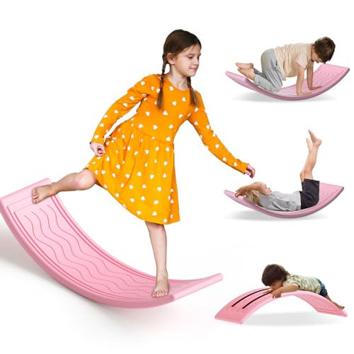 Wobble Balance Board for Kids Toddler,31 Inch Rocker Board Large Balance Trainer for Teens Adults Up to 165 LBS, Montessori Open Ended Learning Toy, Exercise and Yoga Curvy Board for Office Classroom