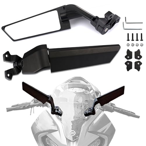 XINGWU Motorcycle Mirrors Adjustable Rearview Stealth Mirrors CNC Aluminum for ZX6R ZX10R Ninja 400 NINJA 650 CBR 250R 650R 1000R GSXR 600-1000R Rotating Side Winglet Mirror