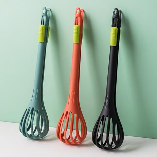 Multifunctional Egg Beater, 2 in 1 Food Clip & Egg Whisk, Multi-purpose Egg Whisks, Handheld Egg Whisk Blender Bread Clip, Household Kitchen Tool for Gripping, Stirring, Mixing Food (Orange)