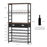 Homeiju Wine Cabinet with Storage, Bar Cabinet with Wine Rack, 6-Tier with Tabletop, Storage Drawer and Wine Storage for Home Bars