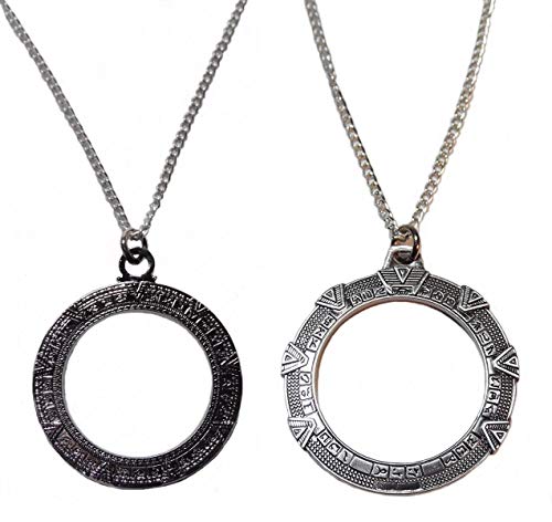 Stargate Silver Sg1 and Stargate Atlantis Antique Finish Metal Necklace Set