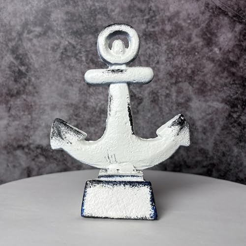 Door Stoppers for Bottom of Door Cast Iron Decorative Door Stop Wedge Metal Doorstops (Nautical Anchor Shape, Antique White)