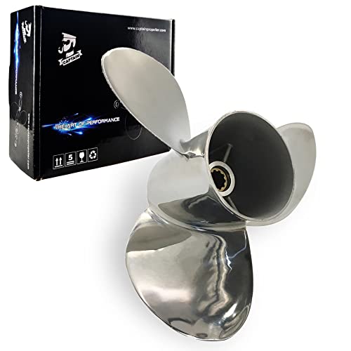 Boatman Outboard Propeller 10 1/4x11 Stainless Steel Fit Suzuki Boat Engines 25HP-30HP 3 Blades 10 Spline Tooth RH