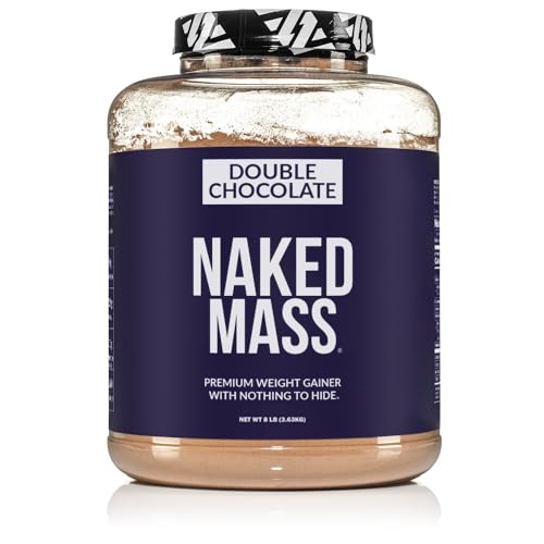 Naked Double Chocolate Mass - 1,260 Calories, 50G Protein, Nothing Artificial. All Natural Weight Gainer Protein Powder - 8Lb Bulk, GMO Free, Gluten Free & Soy Free