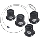 NOLITOY 4Pcs Jewelers Loupe, 3X/5X/10X/15X Magnifying Glass Eye Loop Portable Monocular Magnifier for Gem Stamp Reading Watch Repair