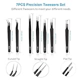 YHYZ 7pcs Precision Tweezers Set, Premium Anti-Static Stainless Steel ESD Tweezers Set Kit for Electronics, Sodlering，Jewelry, Craft, Laboratory Work, DIY(7PCS, Version)