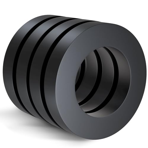 Saysurey 4 Pcs Large Ferrite Ring Magnets OD2.36 X ID1.26 X 10mm Ceramic Round Magnets with Hole Round Disc Donut for DIY Science Projects Classroom Laboratory