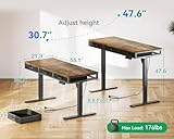 AODK Electric Standing Desk with Drawers, 55 Inch Height Adjustable Desk with Power Outlets, Sit Stand Table, Writing Computer Desk for Home, Office, Workstation, Rustic Brown