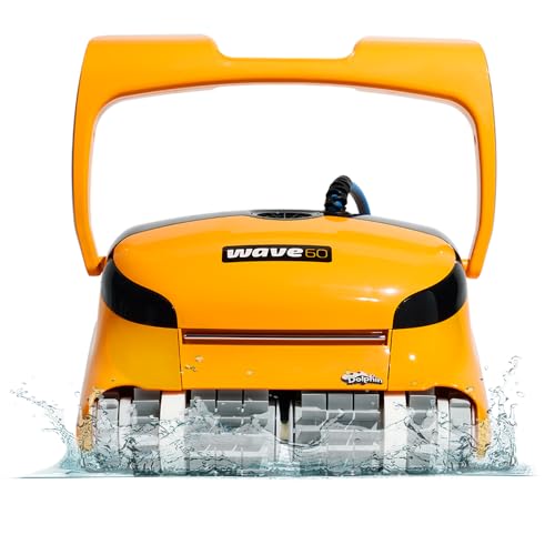 Dolphin Wave 60 Automatic Robotic Pool Vacuum Cleaner Includes Caddy, Wall Climbing Scrubber Brush, Top Load Filters, Ideal for Commercial Pools up to 50 FT in Length