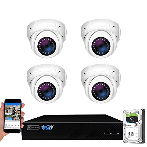 GW Security 8 Channel 4K NVR 8MP AI Human & Vehicle Detection Surveillance Security Camera System with 4 Super HD 8MP IP PoE Microphone Dome Security Cameras