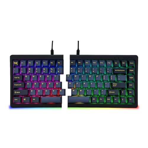 BAROCCOMiSTEL MD770 RGB BT5.0 Glaze Blue TKL Ergonomic Mechanical Keyboard, 75% Split Layout, Cherry MX, PBT DoubleShot Keycap, Mac/Windows OS Compatible (Cherry Brown)