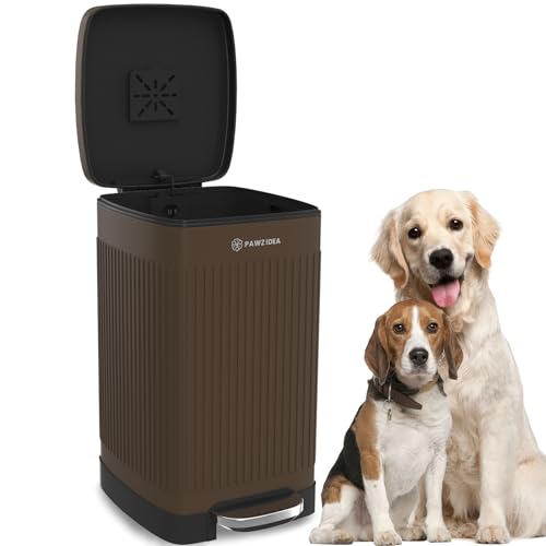 PAWZIDEA Dog Poop Trash Can Outside Odor Control, 5.3 Gallon Large Dog Waste Trash Can with Lid, Waterproof Poop Disposal Bin Outdoor Garbage Can, Activated Carbon Pet Waste Station Container Backyard