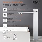 KENES Chrome Bowl Vessel Sink Facuet Single Handle Tall Bathroom Sink Faucet Bathroom Vanity Faucet Basin Mixer Tap with Water Supply Lines and Pop Up Sink Drain, LJ-9031A-5