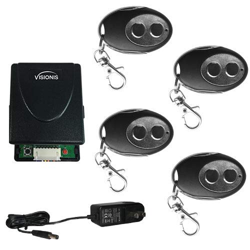 Visionis FPC-5370 RF 12V 2CH Wireless Receiver with 4 Remote Control Transmitters 315Mhz for Door Gate Garage Opener Access Controller Switch Relay