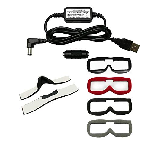 Replacement Part For Anti Light Leakage Faceplate Pads Sticker+2in1 Lipo Battery Power Supply Cable Kit For Fatshark FPV Video Glasses - (Color: 3pc Fabric Foam Pads)