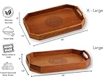 Vesta Homes Set of 2 Zak Acacia Wood Rectangular Serving Tray for Home/Kitchen/Restaurant/Office Organizer/Dining Table|Premium Wooden Trays|48 X 33 ; 40 x 27 cm | Handcrafted in India