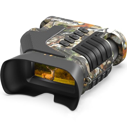 WOSPORTS 4K Night Vision Goggles– 10X Optical & 8X Digital Zoom, 1300FT Infrared Range, Rechargeable 5000mAh Battery, IPX Waterproof, Ideal for Camping – Camo