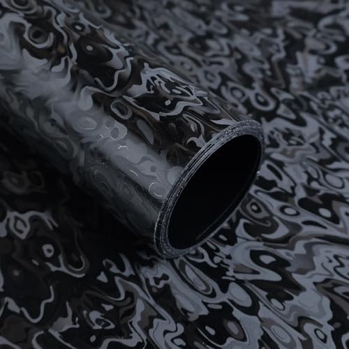 Lypumso Forged Carbon Fiber Vinyl Wrap, 3D Cosmic Ghost Textured Auto Car Sticker Decal Film Sheet DIY Vehicle Paint Changing Wrap Featuring Air Release Technology (Black, 1ft x 10ft)